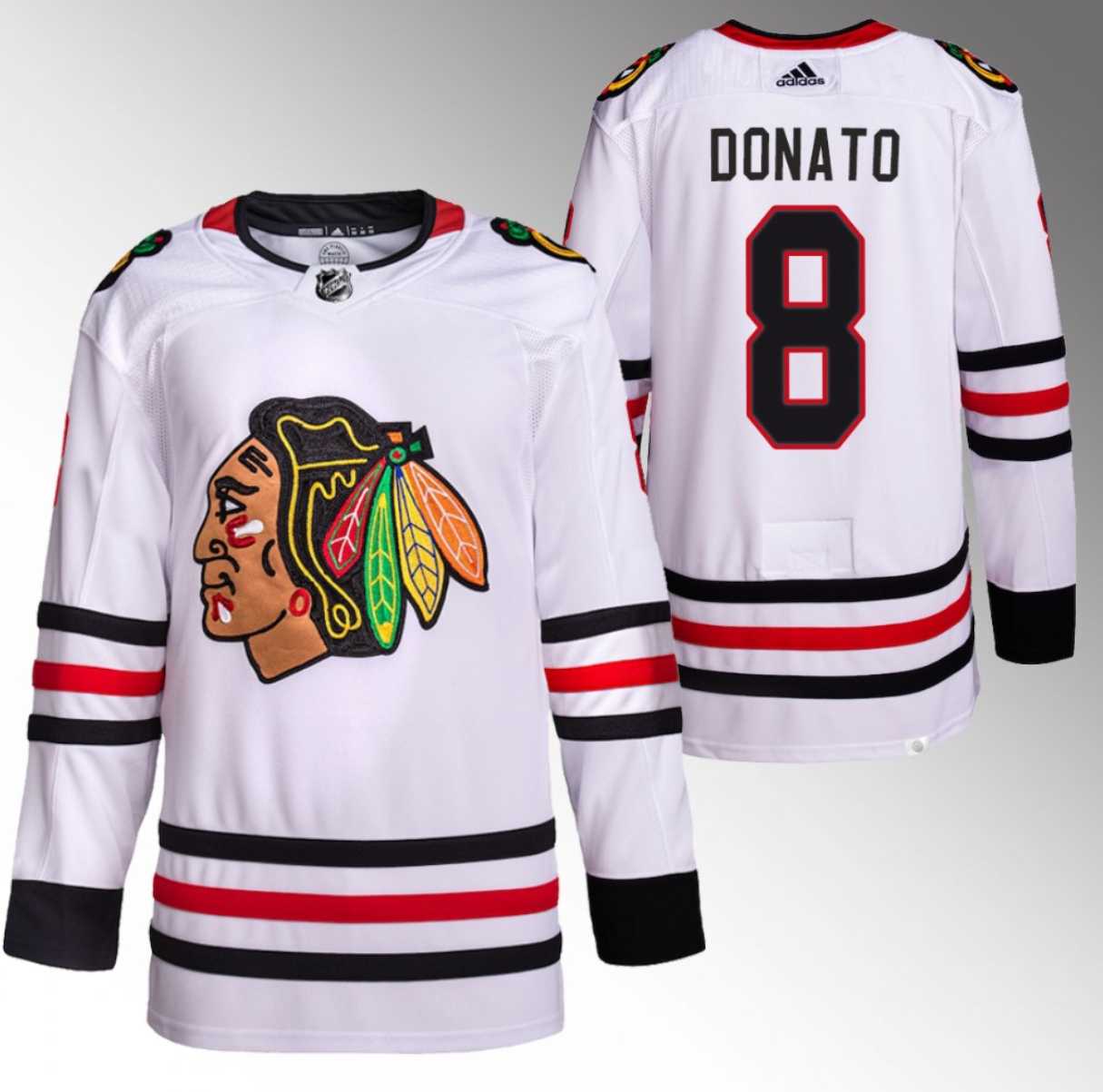 Men%27s Chicago Blackhawks #8 Ryan Donato White Stitched Hockey Jersey->chicago blackhawks->NHL Jersey